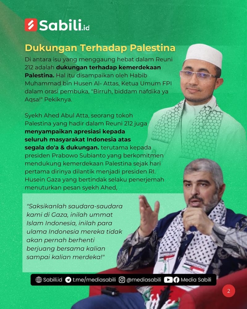 Dukungan Terhadap Palestina Hingga Adili Fufufafa Membahana dalam Reuni 212 - 2