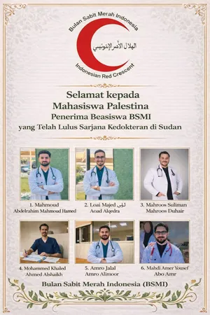 Enam Mahasiswa Palestina Penerima Beasiswa BSMI Lulus Sarjana Kedokteran di Sudan