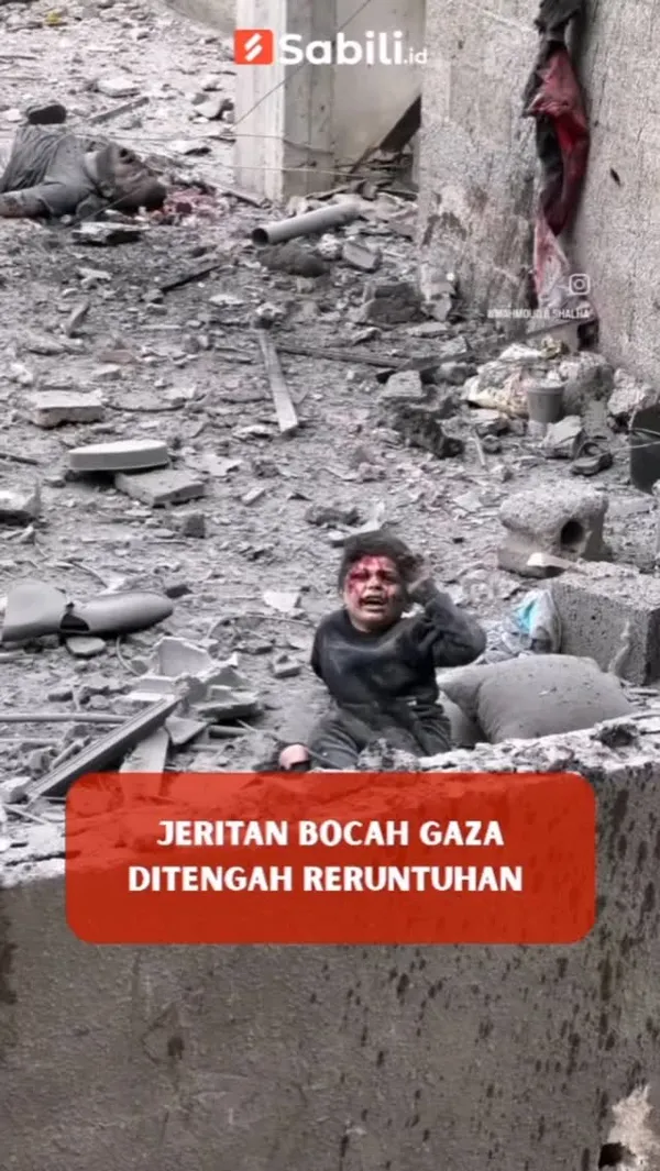 Jeritan Bocah Gaza Ditengah Reruntuhan